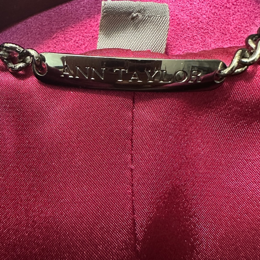 Ann Taylor Suede Leather Moto Jacket Pink Zip‎ Front Collar Women Retro Grunge S - Picture 4 of 7